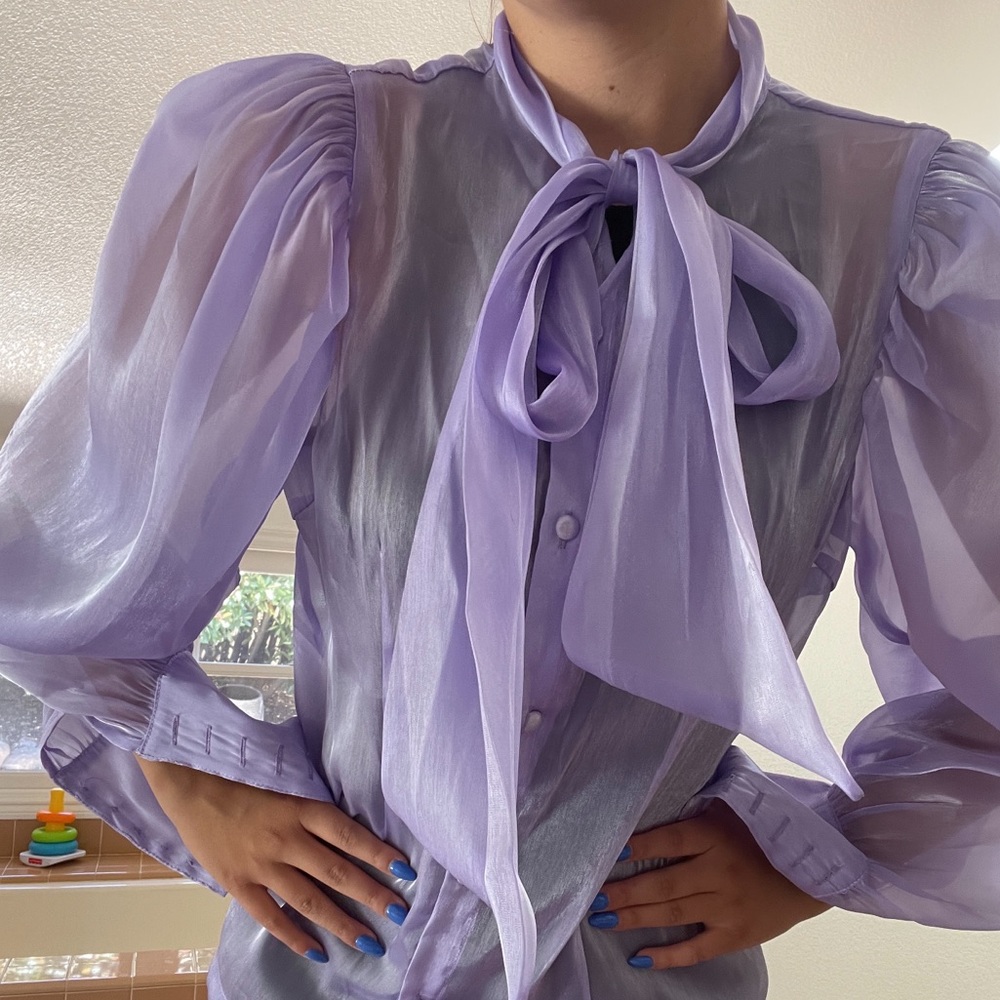 Purple bow blouse